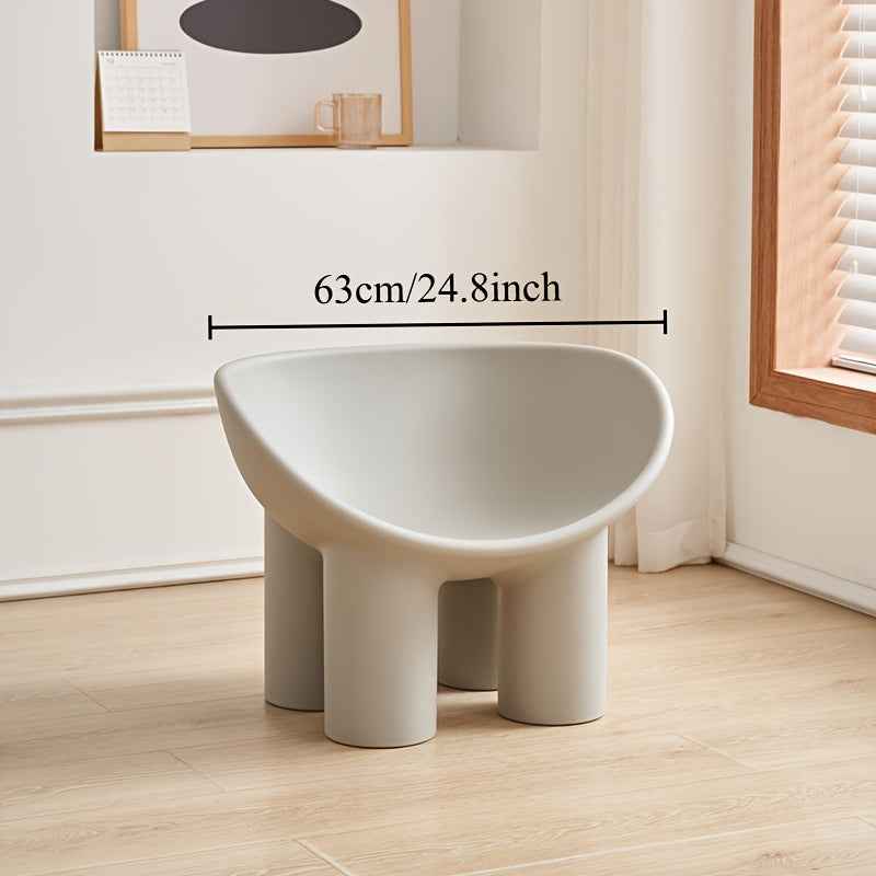 Modern Minimalist Four-Legged Elephant Accent Chair - Sturdy Plastic Indoor/Outdoor Furniture with White, , Mustard-Yellow, Beige, Brown, Grey, Black, or Light Brown - Easy-Clean Hard Floor Compatible, No Assembly Required, D
