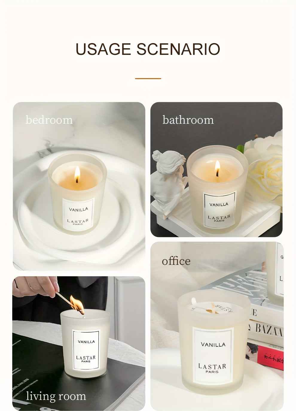 LASTAR 70g Vanilla Soy Wax Candle in Elegant Oval Jar with Sparkling Accents - Long-Lasting 12+ Hour Burn Time, Romantic Gift for Women, Birthdays, Weddings, Christmas, Thanksgiving, Father’s Day, Indoor Home Decor, Cozy Am