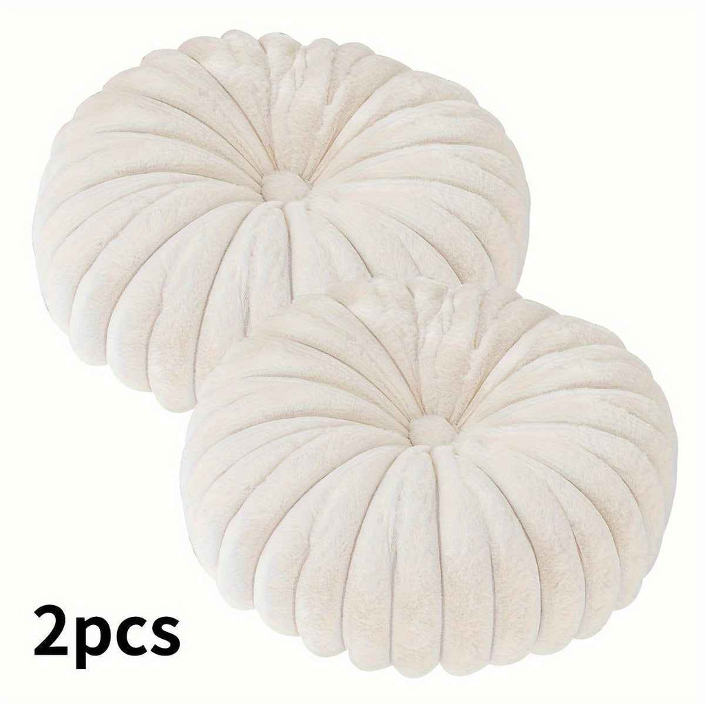2pcs Plush & Cozy Round Throw Pillows with Filler - Washable, Modern Home Decor for Living Room, Sofa, Bedroom - Soft Polyester Cover