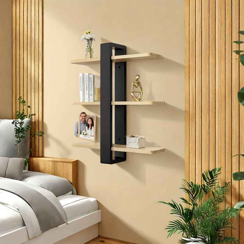 3 Tier Floating Shelves for Wall Mounted Shelving Unit  Pine Wood 3 Tier Large Shelf for Bedroom Living Room Office Bathroom Home Decoration Storage Plant Photo Display, Christmas Decorations for Home