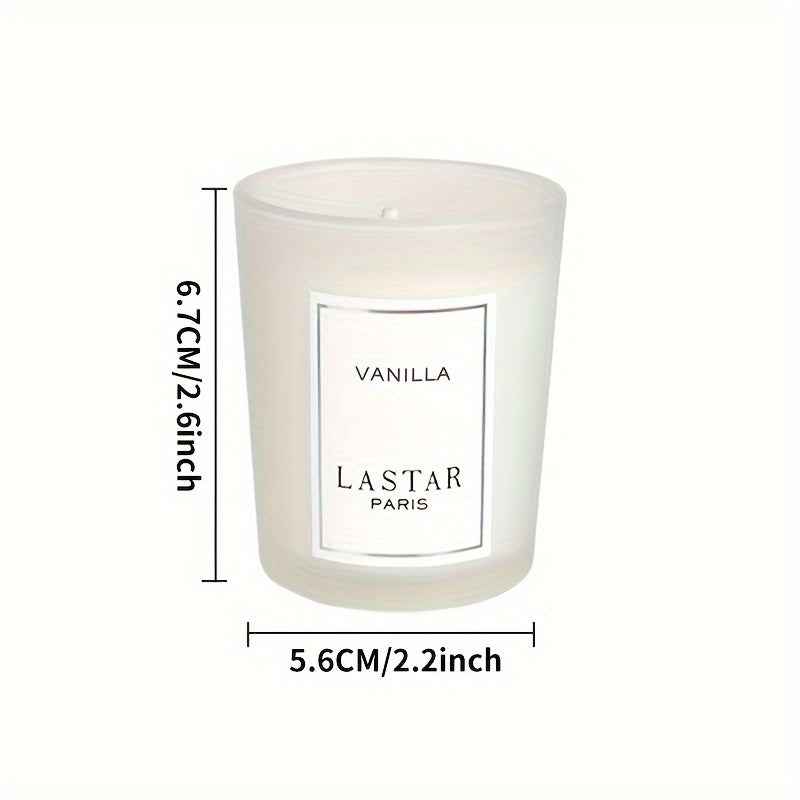 LASTAR 70g Vanilla Soy Wax Candle in Elegant Oval Jar with Sparkling Accents - Long-Lasting 12+ Hour Burn Time, Romantic Gift for Women, Birthdays, Weddings, Christmas, Thanksgiving, Father’s Day, Indoor Home Decor, Cozy Am