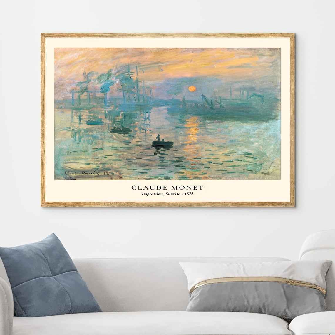 Vintage Claude Monet Canvas Print - Impressionist Art Wall Decor for Living Room, Bedroom, or Apartment - Reusable Polyester Framed Painting, Living Room Decor | Hazy Sky Artwork | Textured Imp