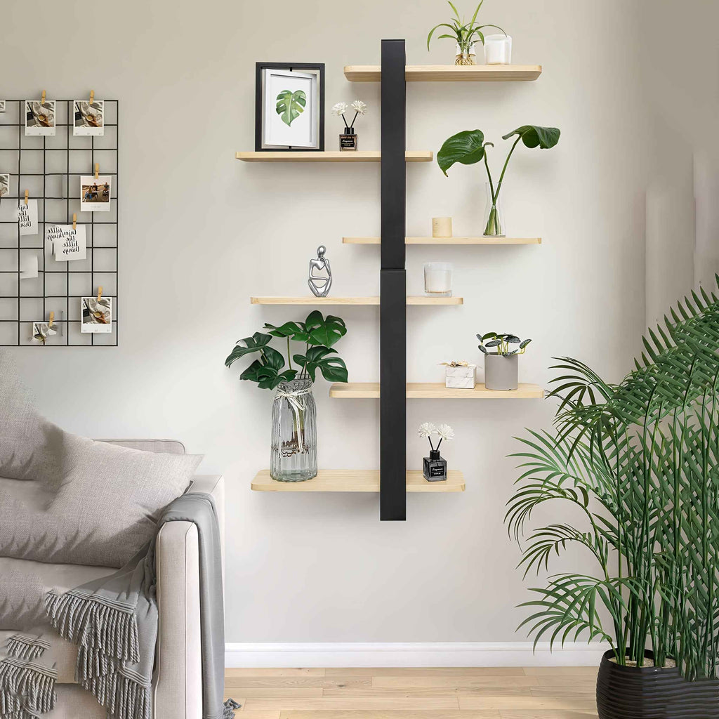 3 Tier Floating Shelves for Wall Mounted Shelving Unit  Pine Wood 3 Tier Large Shelf for Bedroom Living Room Office Bathroom Home Decoration Storage Plant Photo Display, Christmas Decorations for Home