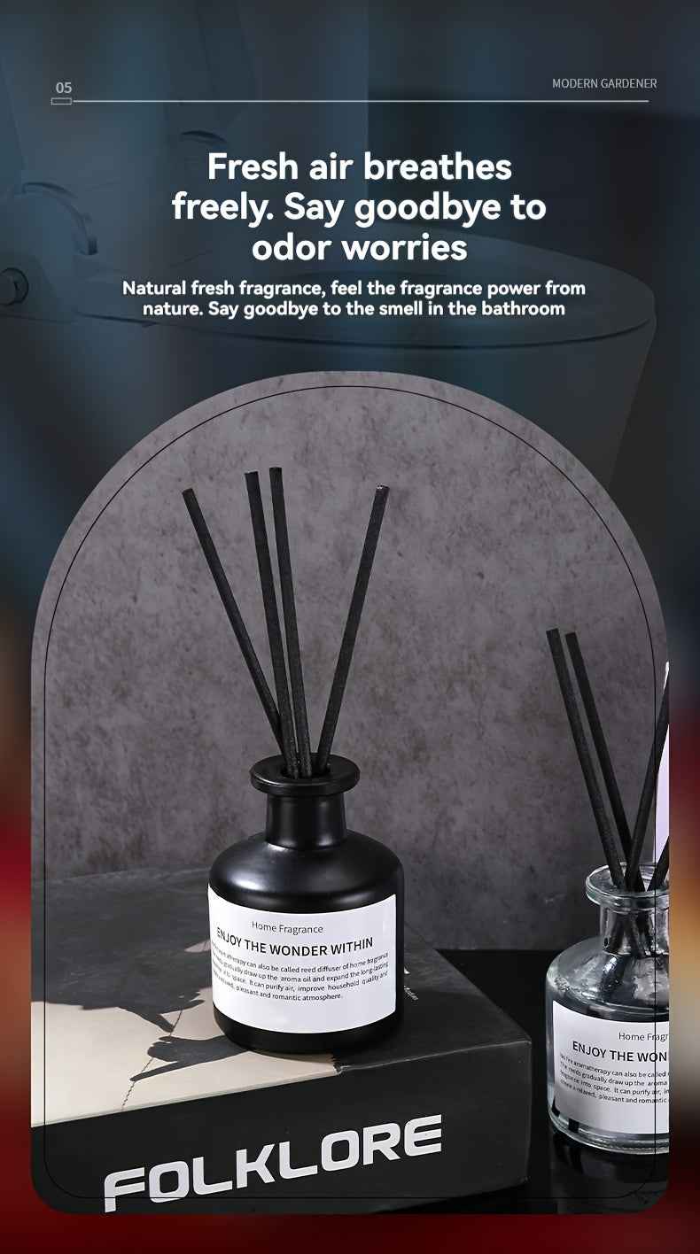 Fireless Indoor Rattan Bottle Companion Gift Essential Oil Fragrance Hotel Bathroom Air Freshener Black and White Round Bottle 50ml