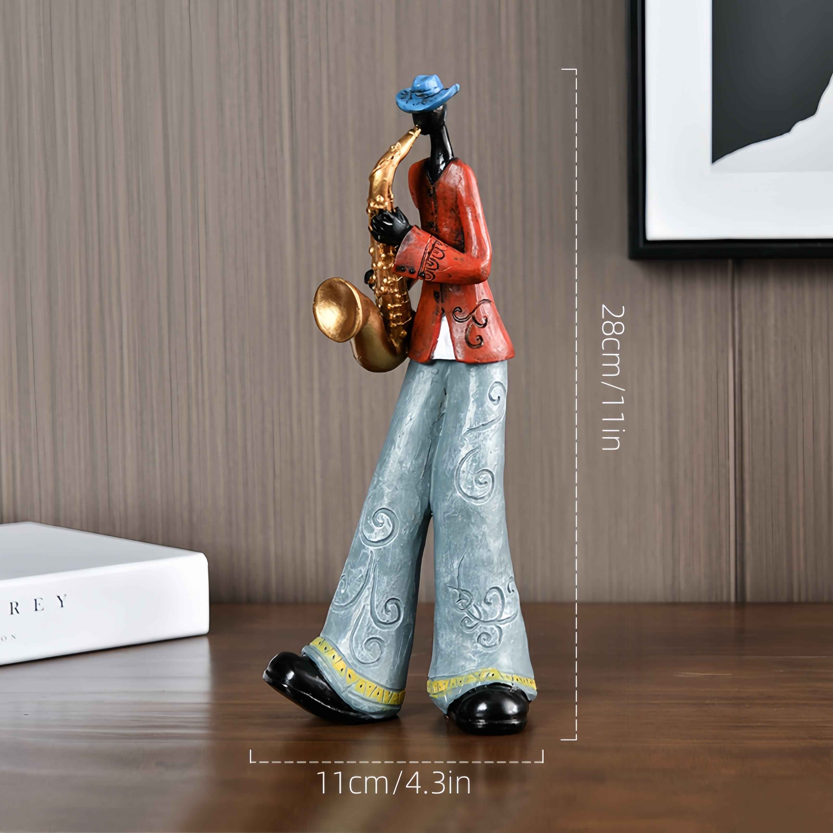 , Resin Jazz Band Figurines, Vintage Musician Statues, Artistic Decor for Living Room, Bookshelf, TV Stand, Wine Cabinet, Decoration, Bookshelf Display, Tv Stand Decor, Retro Design, Vintage Statues, Detailed Sculpture, Resin