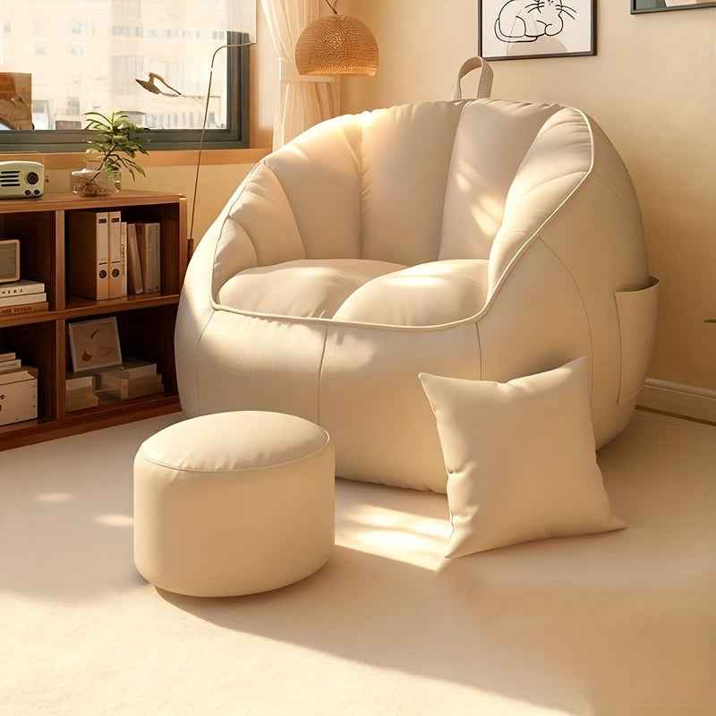 2025 Oversized Bean Bag Chair with Filler - Plush Cushioned Floor Seating, No Assembly Required, Black & White Modern Design for Home, Office, or Living Room - Ideal for, Movie Nights & Relaxation, Office Furniture, Contempor