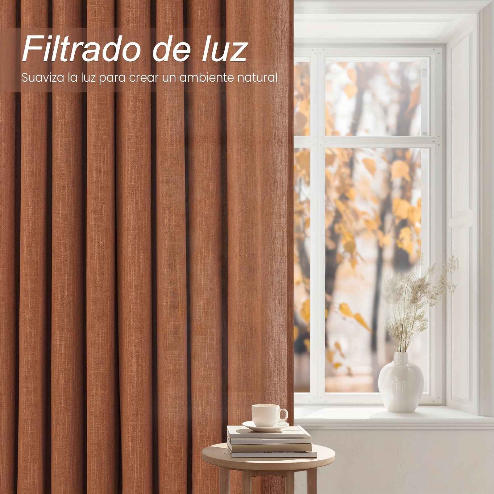 2pcs Boho Farmhouse Semi-Sheer Curtains - 20% Linen & 80% Polyester Blend, Light Filtering, Grommet Top, Machine Washable, Rustic Pastoral Style for Living Room & Bedroom, Bedroom Curtains | Rustic Curtains | Grommet Top Curt