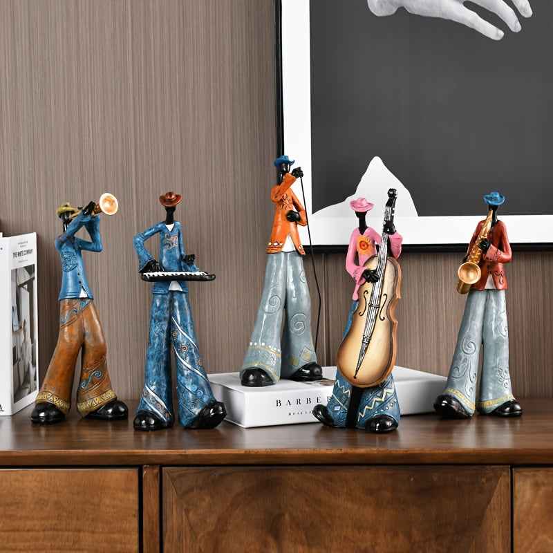 , Resin Jazz Band Figurines, Vintage Musician Statues, Artistic Decor for Living Room, Bookshelf, TV Stand, Wine Cabinet, Decoration, Bookshelf Display, Tv Stand Decor, Retro Design, Vintage Statues, Detailed Sculpture, Resin
