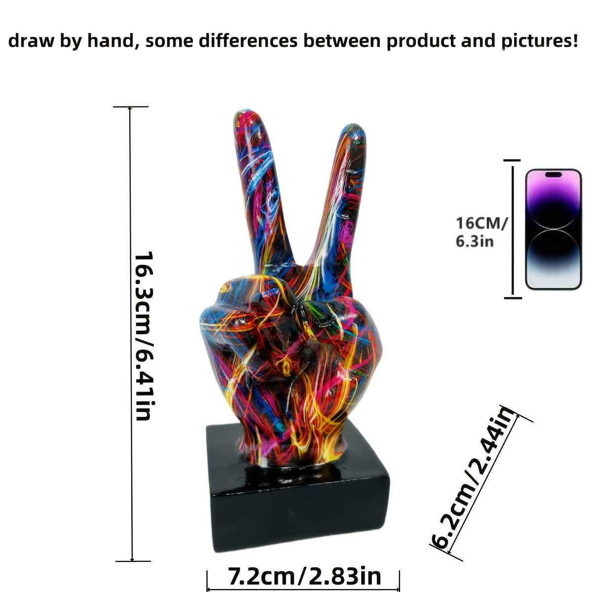 Contemporary Resin Peace Sign Sculpture - Vibrant Abstract Art Decor for Living Room, Thanksgiving Holiday Display, Unique Gift Idea, No Power Needed, Home DecorContemporary Resin Peace Sign Sculpture - Vibrant Abstract Art D