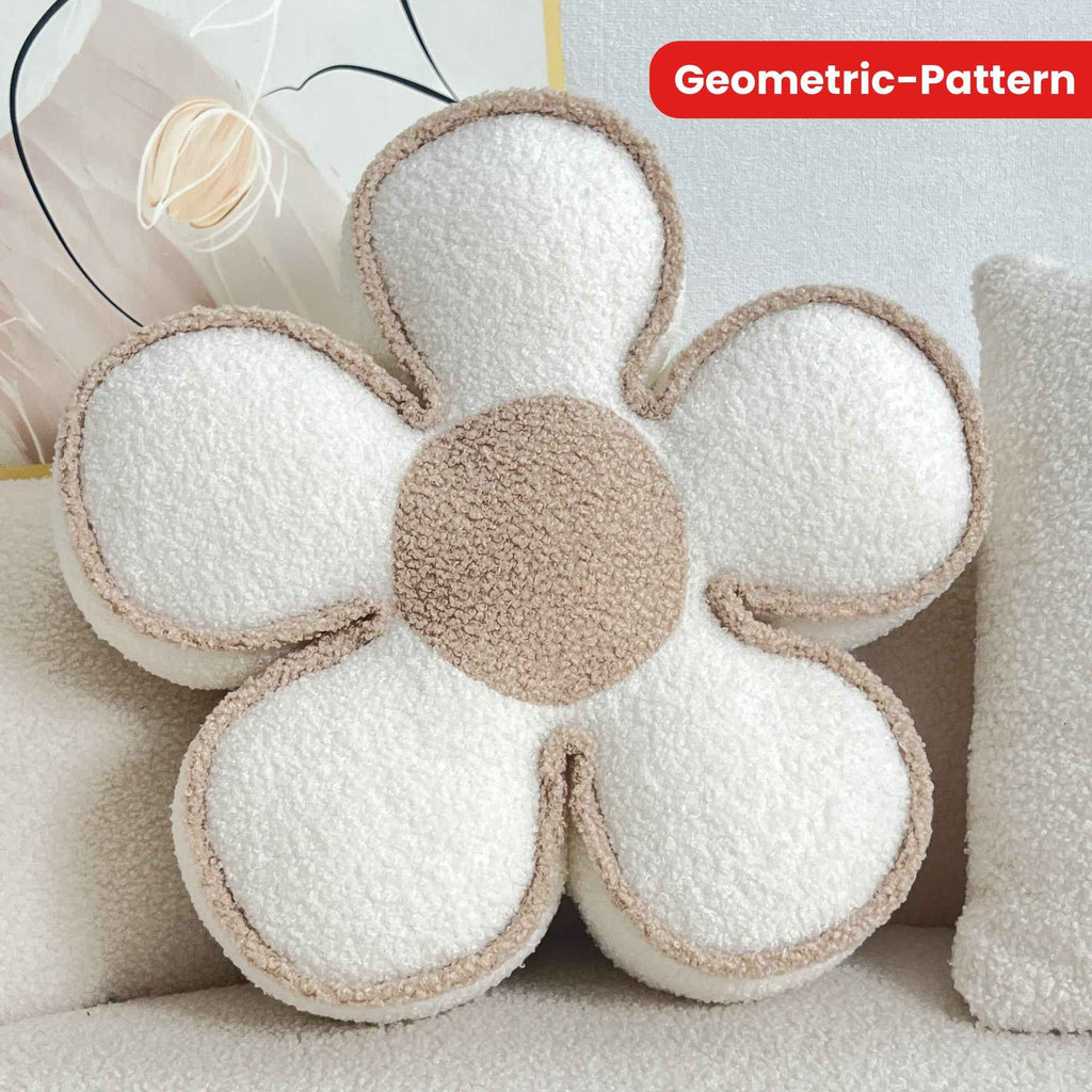 Chic Geometric Flower Throw Pillow - Soft, Washable Polyester Cushion for Bed & Sofa Decor