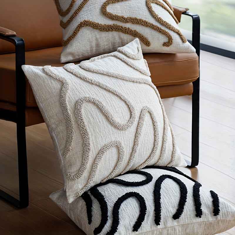 1pc Bohemian Moroccan Minimalist Modern Geometric Faux Fur Throw Pillow Cover - Soft & Fluffy Decorative Pillow for Living Room Sofa, Hand Wash Only, Hypoallergenic Polyester, Zip Closure, Living Room Decor|Geometric Pattern|
