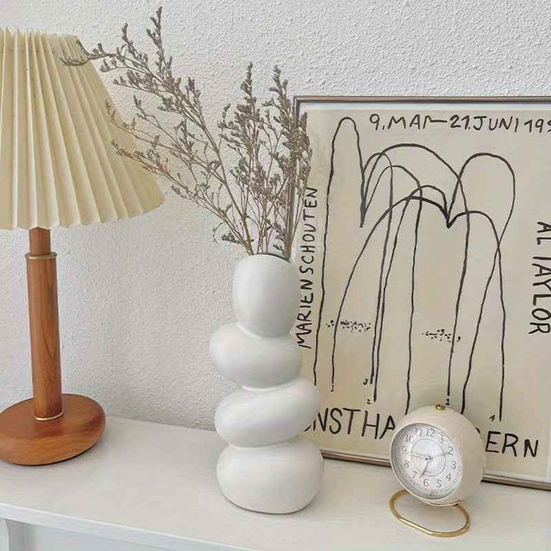 Nordic Style Glossy White Ceramic Spiral Vase -Minimalist Geometric Design, Polishes Without Losing Powder, Versatile Home Decor &Wedding Centerpiece for Living Room,Office, Bedroom, Gift Giving, Vases HomeDecor