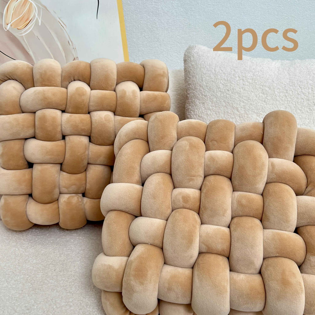 2pcs Knot Throw Pillow Soft Throw Pillow Home Decoration Cushion Square Office Knotted Plush Throw Pillow Cushion For Living Room Bedroom Sofa Couch Living Room Home Decor