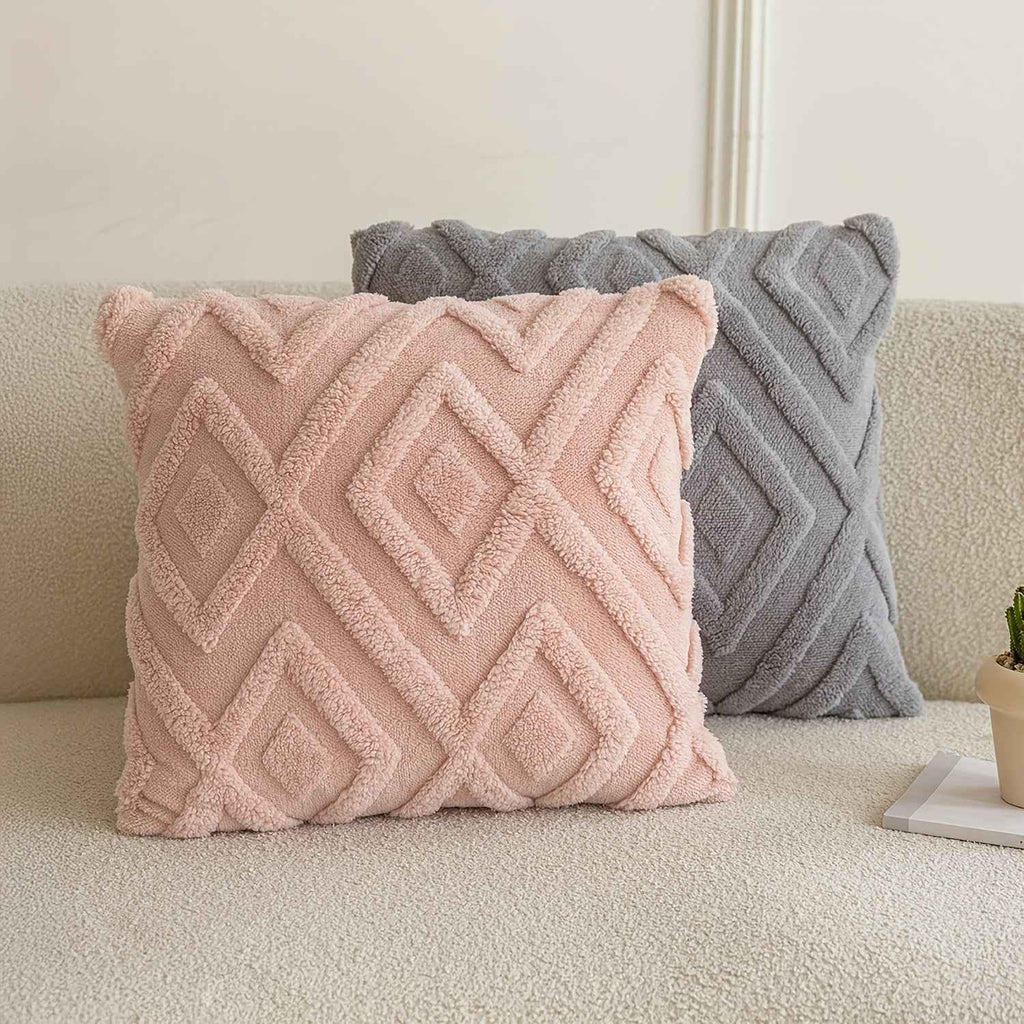2pcs Boho Abstract Throw Pillow Covers, Soft Plush Polyester Fabric, Geometric Pattern, Zipper Closure, Hand Wash Only, 30.48x50.8cm, 45.72x45.72cm, 50.8x50.8cm - Farmhouse Style Decorative Cushion Cases for Couch, Sofa, Bedr