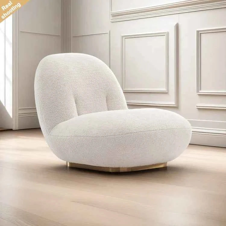 Hot Selling Modern Leisure Velvet Sofa Chair Curved Back Living Room Lounge Chair Single Wool Chair
