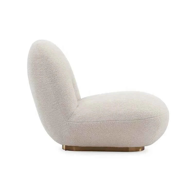 Hot Selling Modern Leisure Velvet Sofa Chair Curved Back Living Room Lounge Chair Single Wool Chair
