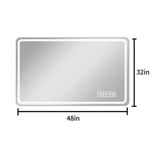US STOCK 48x32 Inch LED Lighted Bathroom Mirror - Anti-Fog, Wall Mounted, 3 Colors & 5 Level Dimming