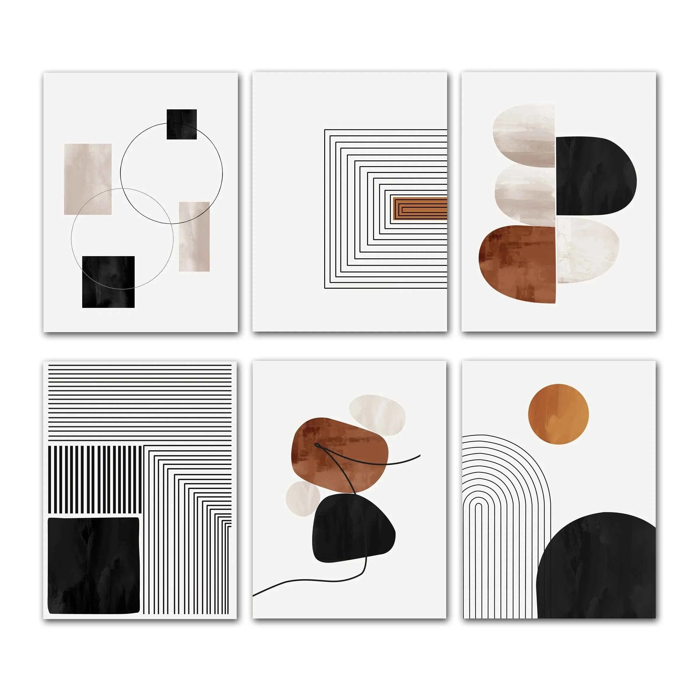 White Black Line Art Canvas Prints Geometry Abstract Wall Art Decorative Posters For Living Room Nordic Bedroom Decor Pictures