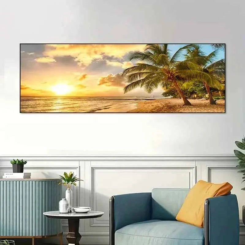 Lazy Beach Sunset Scenery Canvas Art Painting Poster Palm Tree Wall Art Posters Nordic Style Art Decor Living Room Office Decor