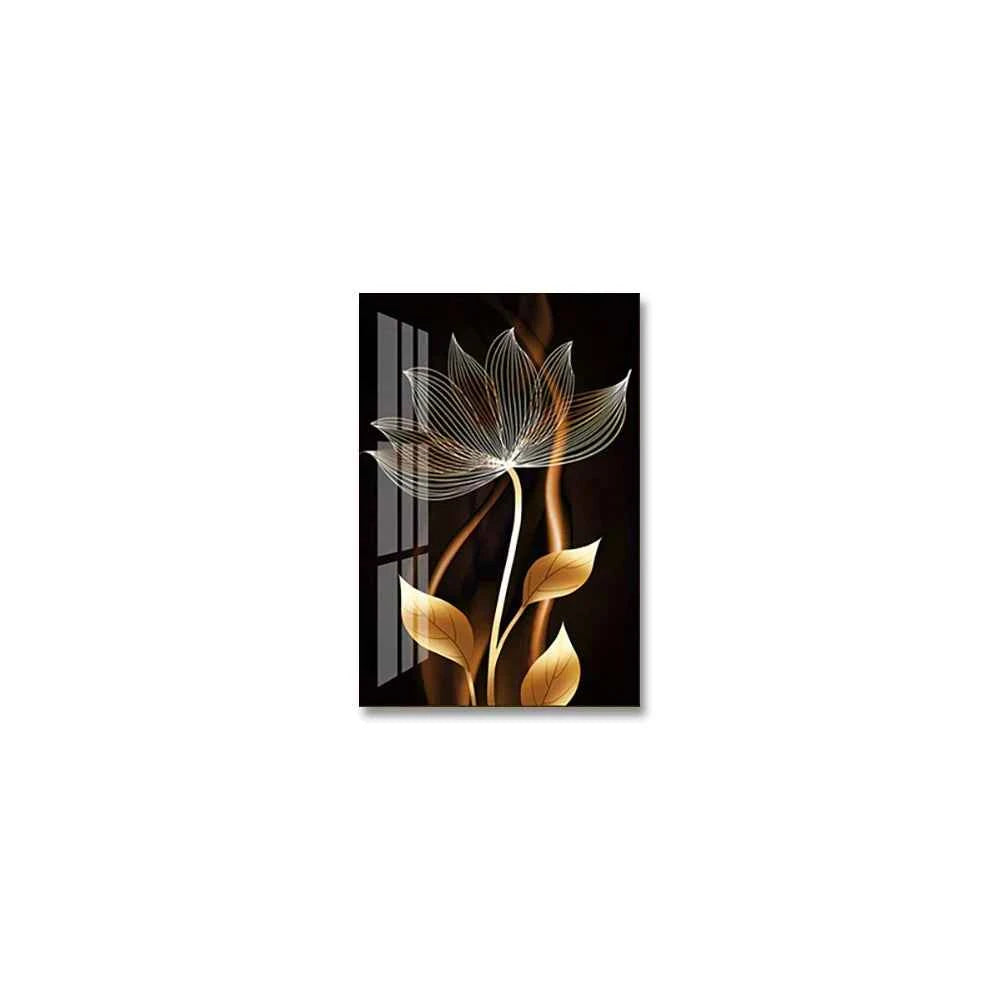 3PCS Black and Golden Flower Wall Art Canvas Painting for Living Room Decor Modern Abstract Posters Home Decor