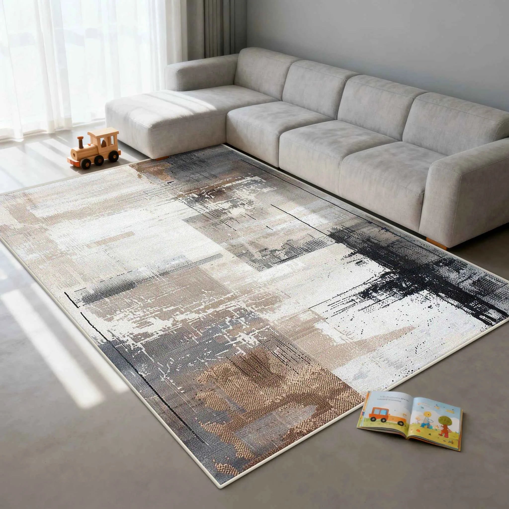 Modern Golden Geometry Carpet for Living Room Light Luxury Rugs for Bedroom Decor Large Area Lounge Sofa Side Floor Mats 200x300