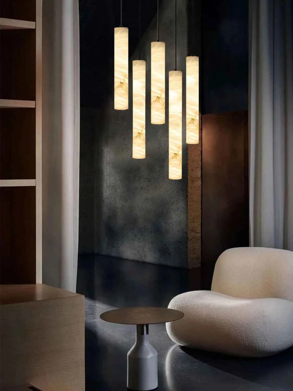 Suspension Luminaire Lampen Dinning Room Pendant Light 2025 Trendy Natural Marble Hanging Lamps LED Alabaster Chandelier