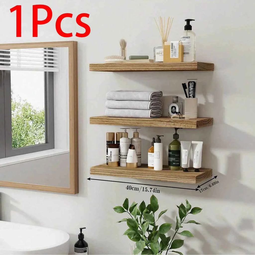 Wooden Floating Wall Shelf Art Storage Rack Rustic Wood Shelves For Wall Storage Wall Hanging Shelf Bedroom Home Decorations 1PC