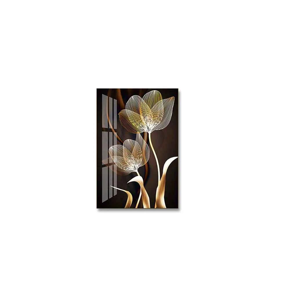 3PCS Black and Golden Flower Wall Art Canvas Painting for Living Room Decor Modern Abstract Posters Home Decor
