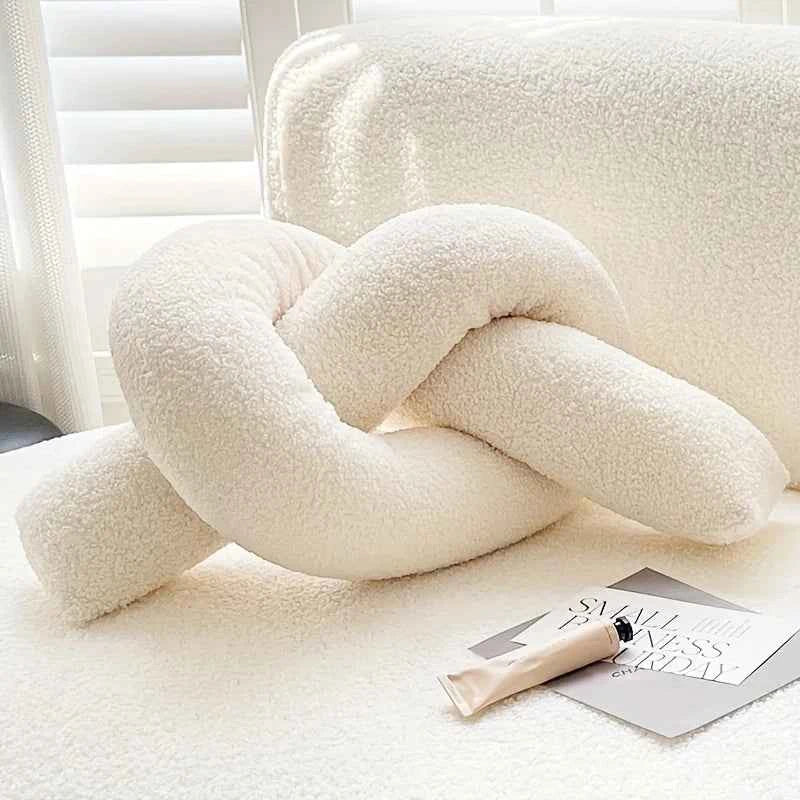 1pc Nordic Style Knotted Bolster Pillow for Sofa Bedroom Office Decor Pillow Gift for Christmas Home Living Room Decorate
