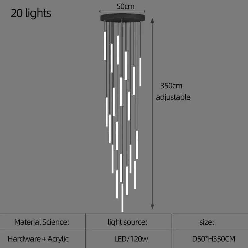 LED Long Chandelier Modern Home Decoration Pendant Lights Minimalist Attic Living Room Staircase Lighting Indoor Hanging Lamps