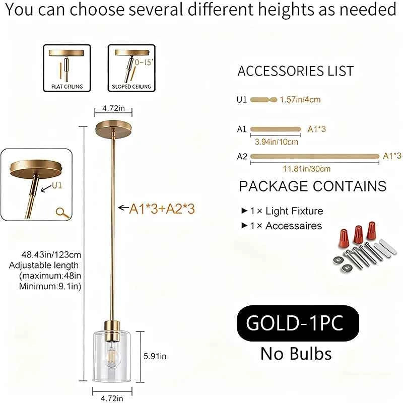 ﻿ Modern Industrial Pendant Lamp Glass Hanging  Adjustable height Kitchen Dining Room Bedroom Bedside bathroom Decor Lights