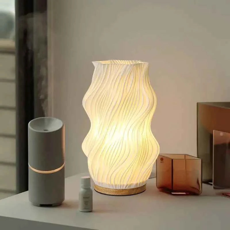 Flower Vase Table Lamp ins Cream Style Creative Atmosphere Light USB Rechargeable Bedside Night Light Desktop Decoration