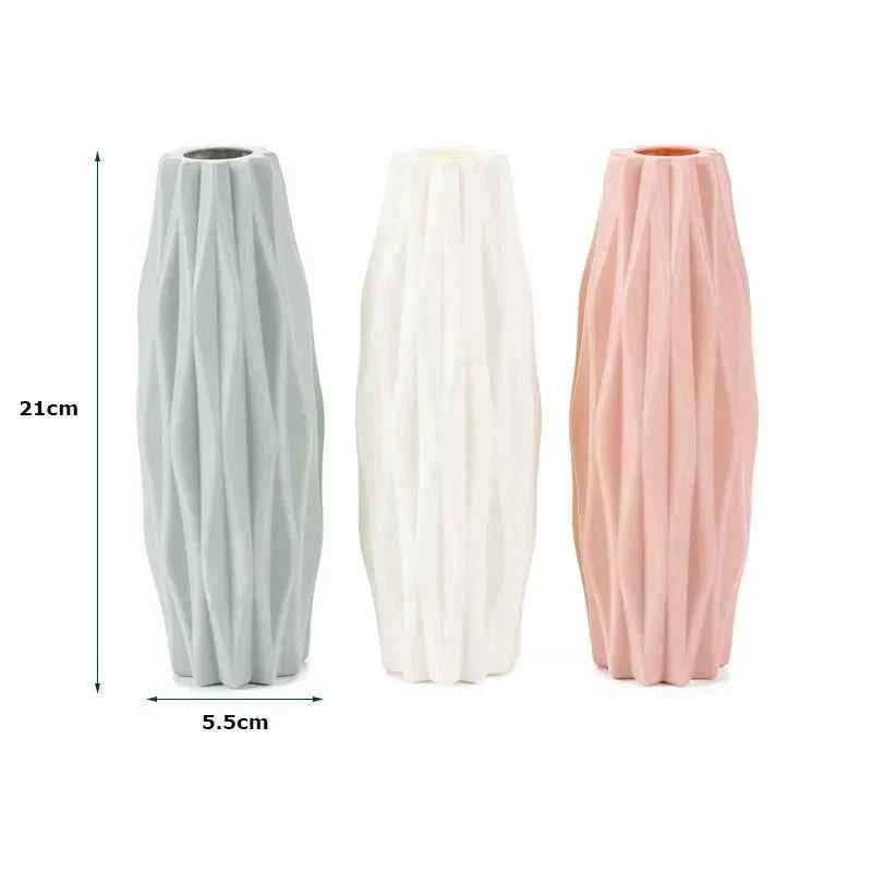 1pc Modern Flower Vase White Pink Blue Plastic Basket Nordic Home Living Room Decoration Ornament Flower Arrangement