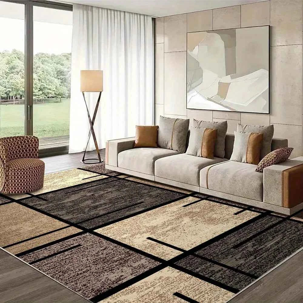 VIKAMA Premium Light Luxury Geometric Rug Living Room, Bedroom & Office Rug Easy-Care Lightweight Rug Home Decor