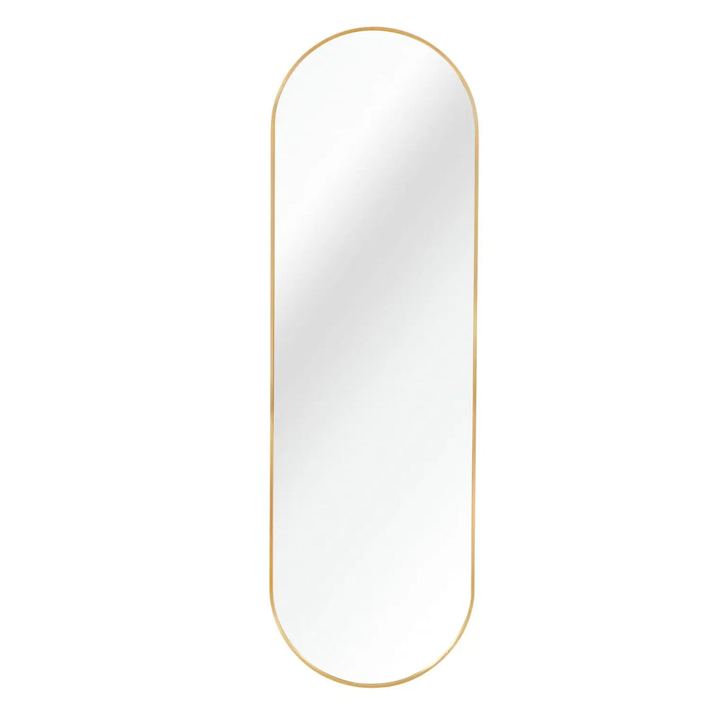Gold Full-Length Wall Mirror 63 x 20IN Pill Shaped for Bathroom Use