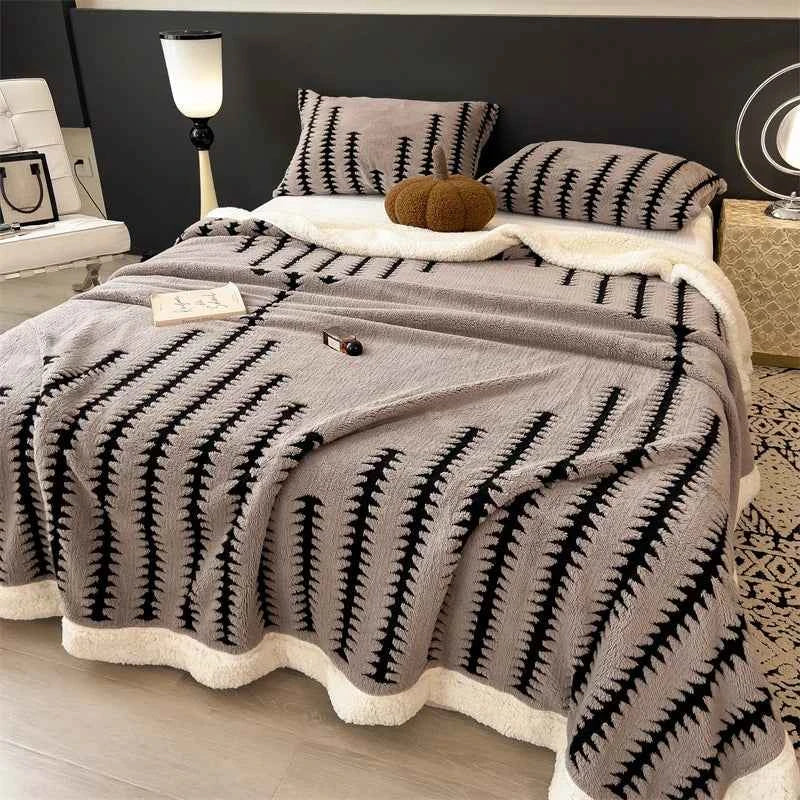 Blanket Quilt New Thickened Cloud-feel Fleece Double-layer  Plush Winter Wool Knee Nap Four Seasons Blankets for Sofas Sleeping