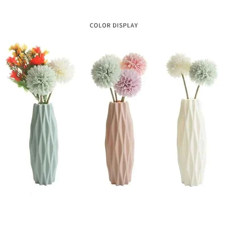 1pc Modern Flower Vase White Pink Blue Plastic Basket Nordic Home Living Room Decoration Ornament Flower Arrangement
