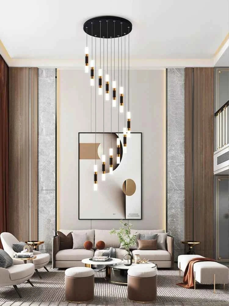 Modern Ceiling Chandelier Indoor Stair LED Decoration Chandelier Living Room Staircase Pendant Lights Duplex House Hanging Lamp