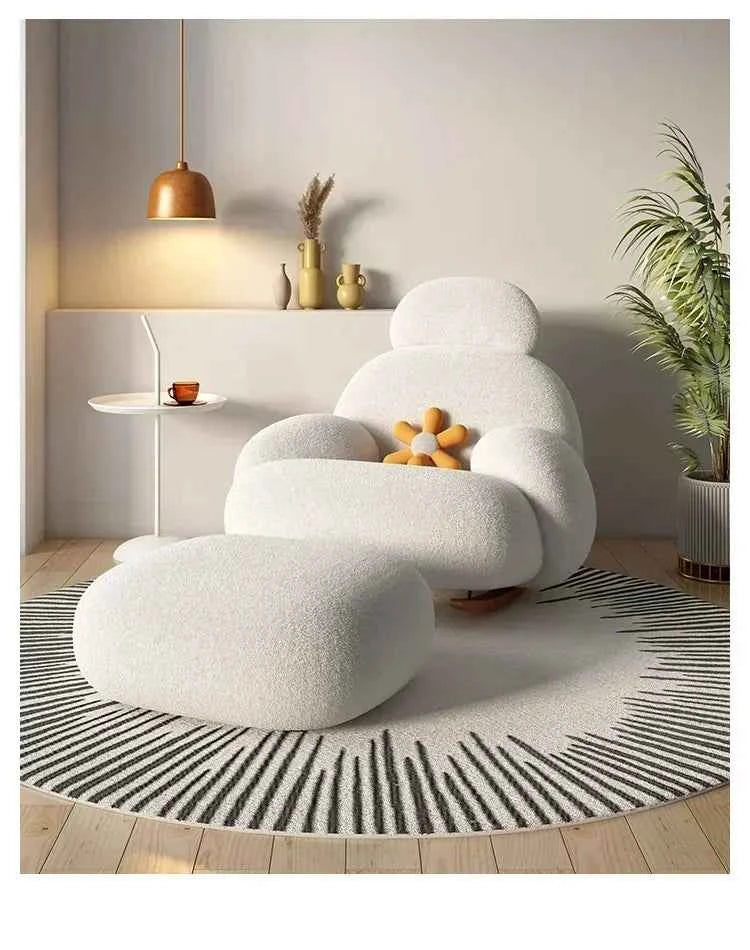 Big White Rocking Chair - Stylish Single Lazy Sofa for Living Room, Balcony, and Bedroom