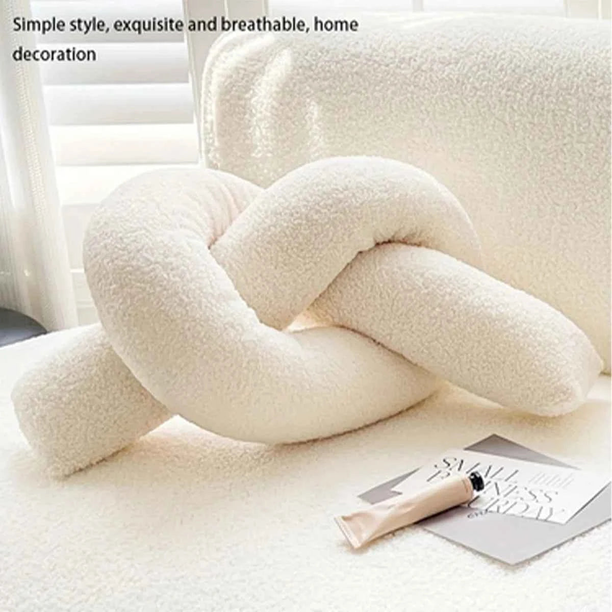 1pc Nordic Style Knotted Bolster Pillow for Sofa Bedroom Office Decor Pillow Gift for Christmas Home Living Room Decorate
