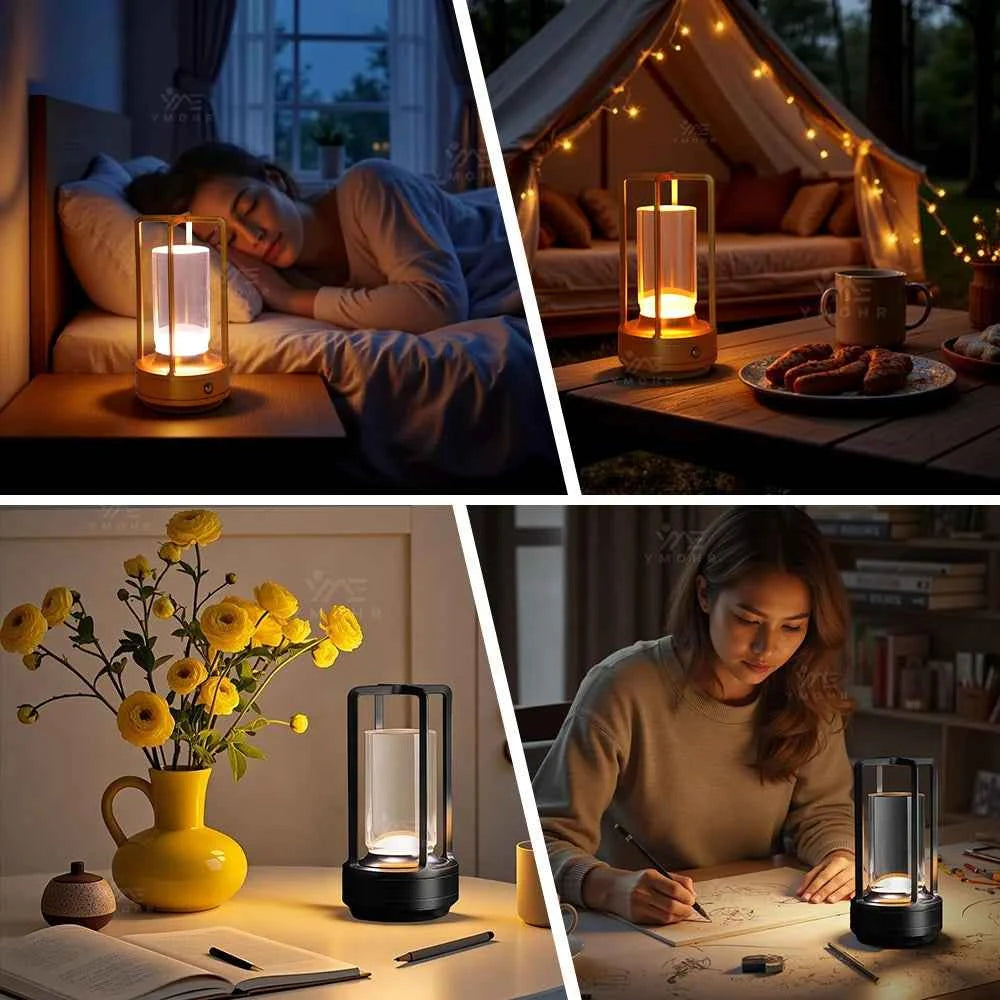 16 Modes Table Lamp LED Rechargeable Dimmable Mood Light Crystal Candle Room Decoration Portable Night Lights For Home Bar Gift
