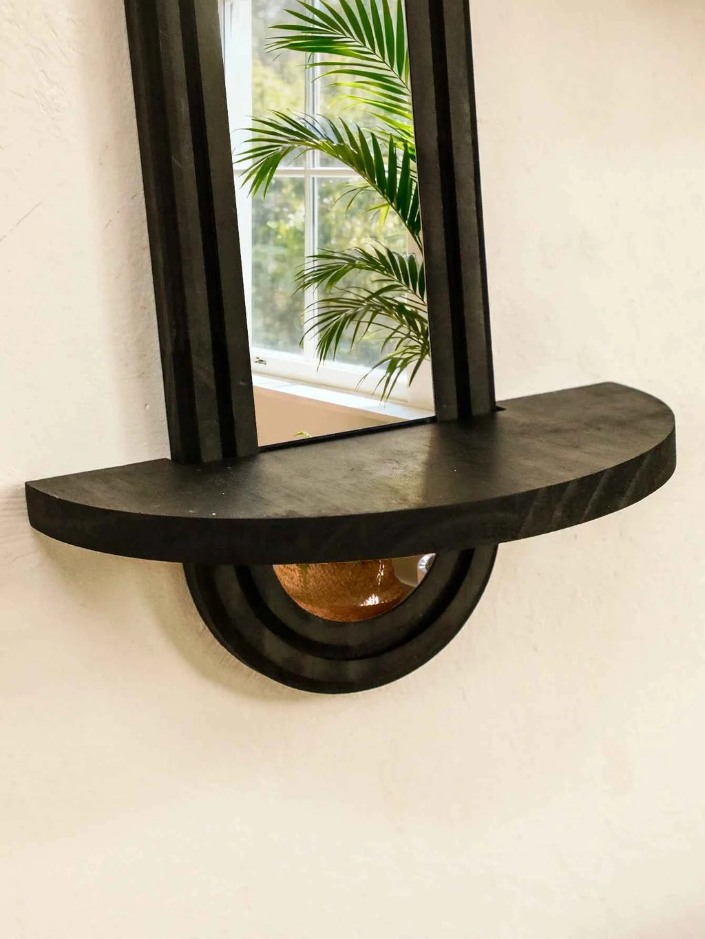 Black Arched Wall Shelves Modern Geometric Design Wall Mirror Home Decorative Wall-Mounted Mirror for Living Room & Bedroom Gift