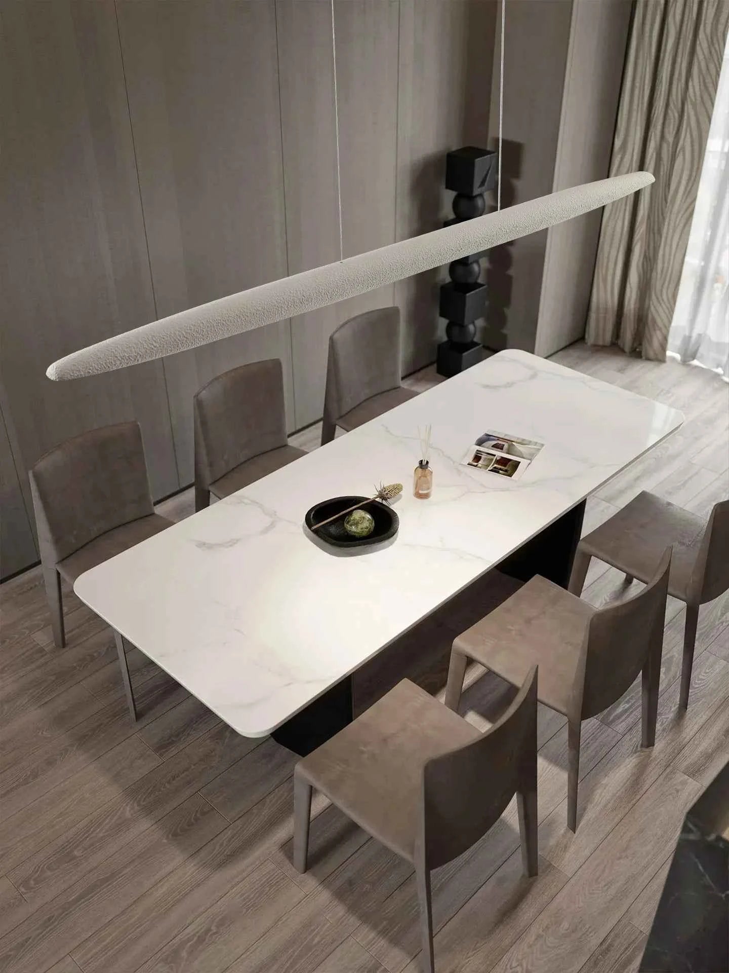 Modern Simple Strip Restaurant LED Ceiling Chandelier Nordic Wabi Sabi Home Interior Decor Bar Pendant Lamp Living Room Light