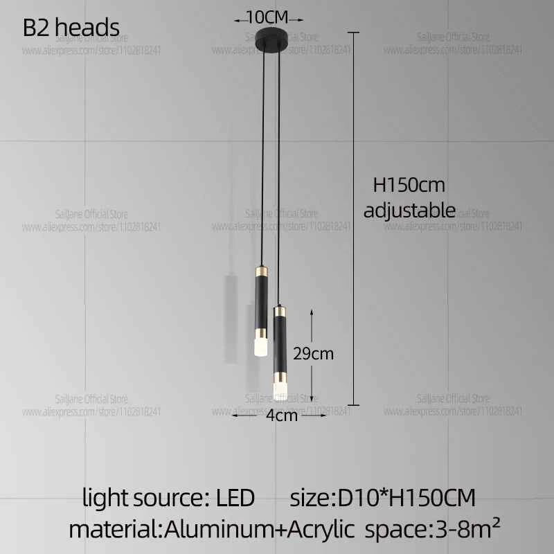 Modern LED Long Pendent Lamp Hanging Bedroom Bedhead pendant Light Suitable For Restaurant Bar Counter Decoration Chandelier