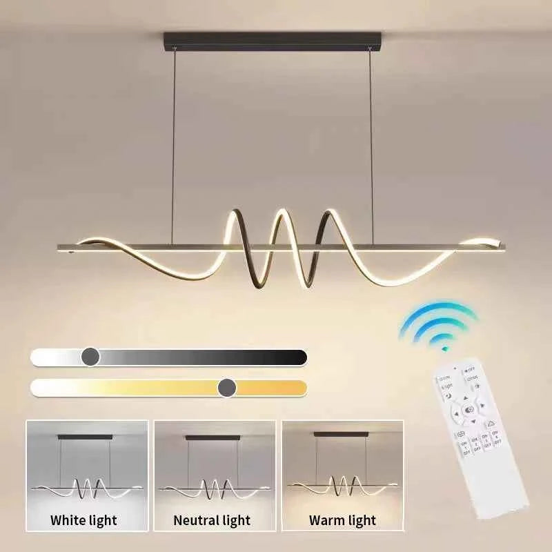 Minimalist Long Strip Restaurant Ceiling Chandelier Home Decor Bedroom Living Room Pendant Light Dining Table Bar Hanging Lamps