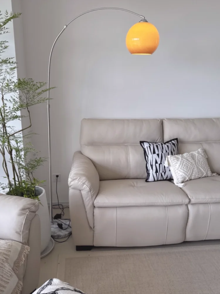 Nordic Floor Lamp - Luxury LED Living Room Atmosphere Fishing Lamp with Marble Base for Sofa Side and Bedroom Bedside Use