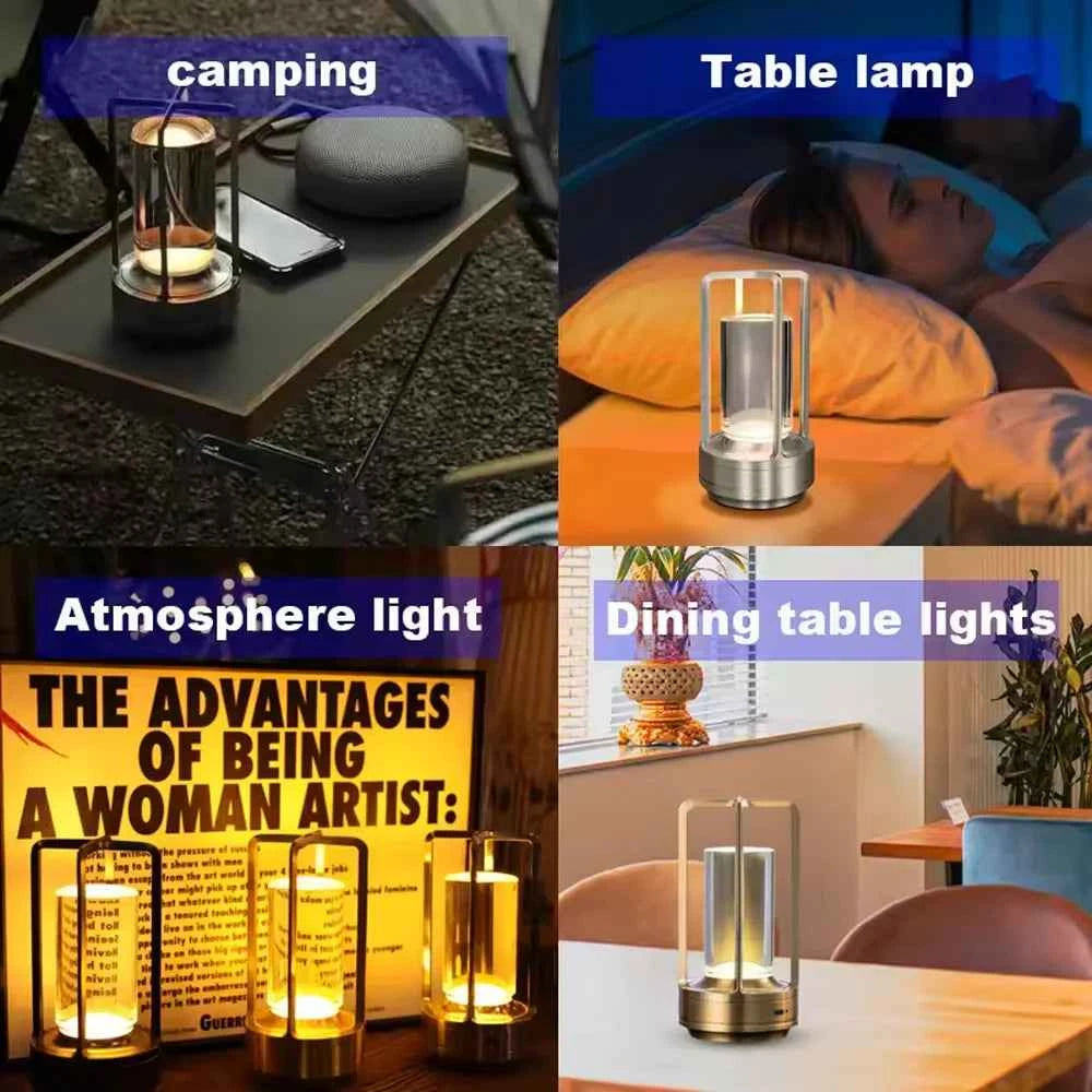 16 Modes Table Lamp LED Rechargeable Dimmable Mood Light Crystal Candle Room Decoration Portable Night Lights For Home Bar Gift