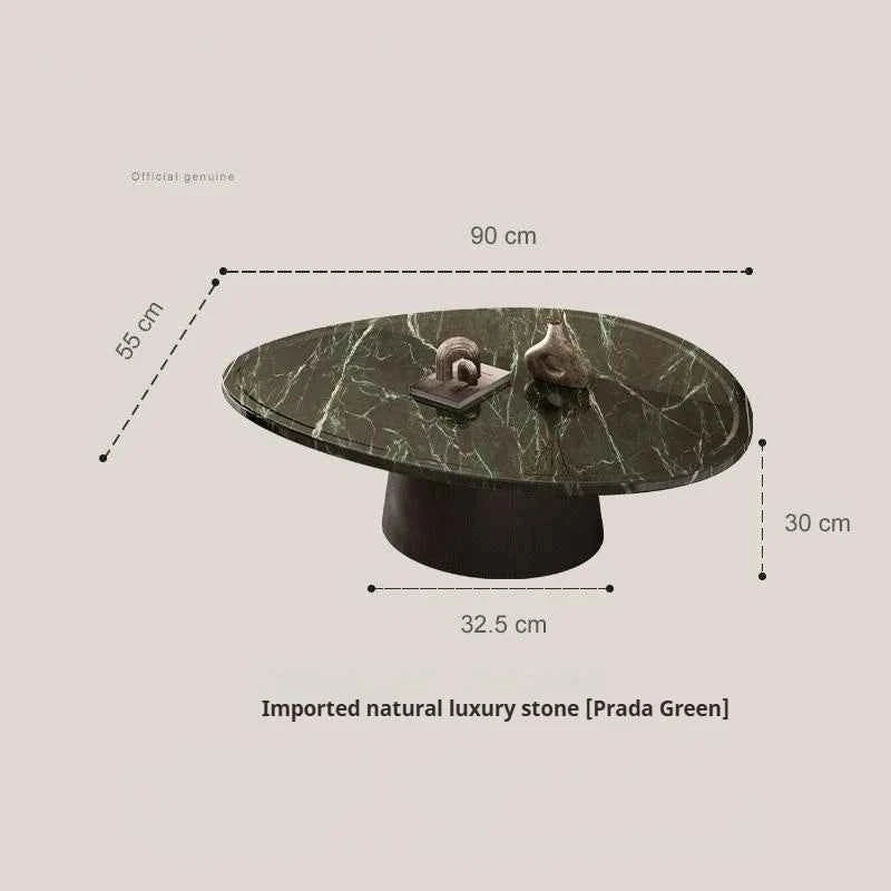 "Luxury Natural Stone Coffee Table - Italian Designer Marble Tea Table, Artistic Freeform Shape for Modern Living Room"