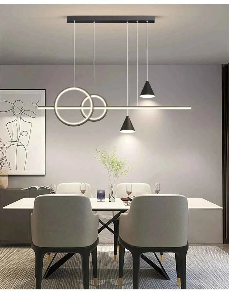 Minimalist Long Strip Restaurant Pendant Lamp Home Interior Decor Living Room Ceiling Chandelier Bar Table Cafe Hanging Lights