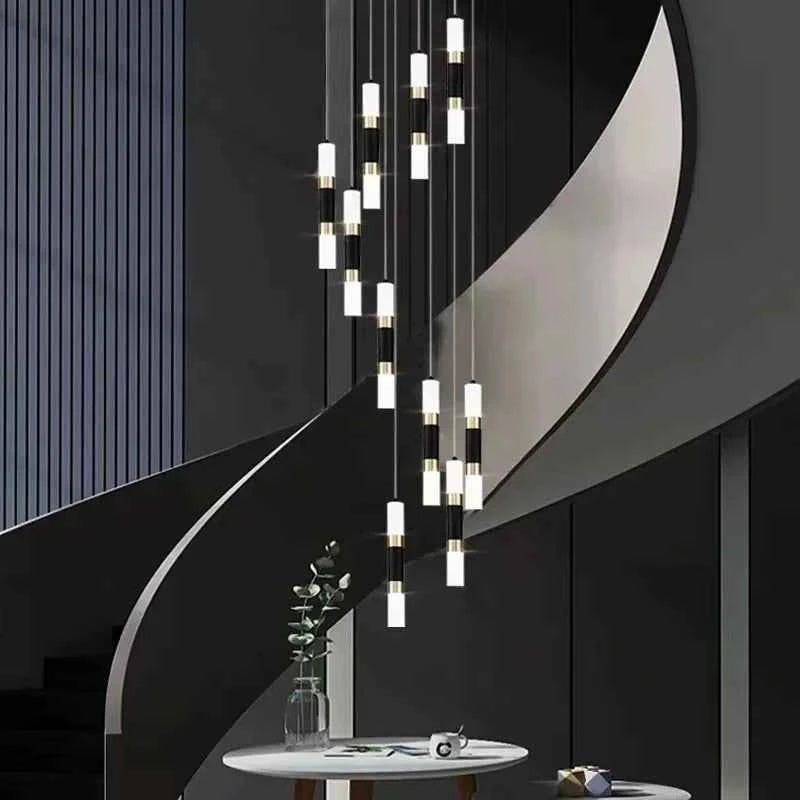 Modern Ceiling Chandelier Indoor Stair LED Decoration Chandelier Living Room Staircase Pendant Lights Duplex House Hanging Lamp